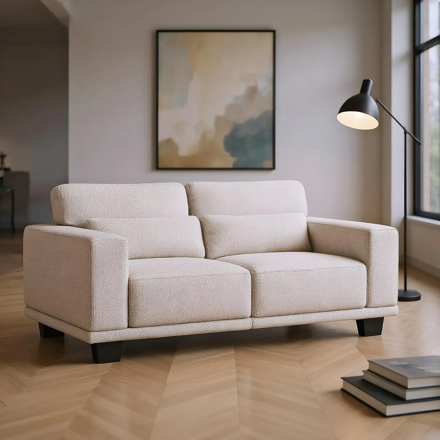 65' Modern Beige 2-Seater Sofa with Wide Armrests & Deep Cushions, Removable Washable Covers
65' Modern Beige 2-Seater Sofa with Wide Armrests & Deep Cushions, Removable Washable Covers