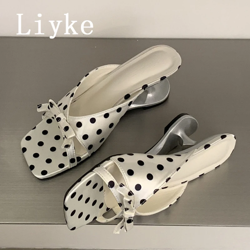 Liyke Designer Polka Dot Silk Bow Slides Slippers For Women Outdoor Wear 2026 Summer New Square Toe Wedge Heels Sandals Female
Liyke Designer Polka Dot Silk Bow Slides Slippers For Women Outdoor Wear 2026 Summer New Square Toe Wedge Heels Sandals Female