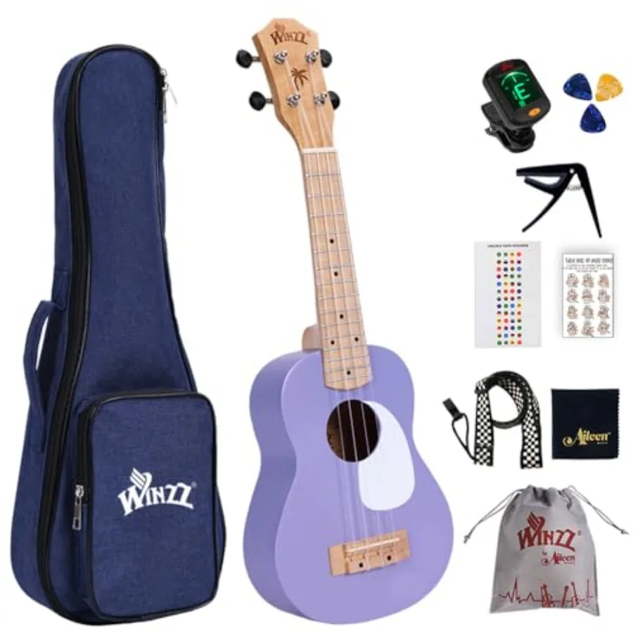 Soprano ukulele beginner set for adults and children: 21-inch purple ukelele, lightweight mahogany body, smooth satin finish, i
Soprano ukulele beginner set for adults and children: 21-inch purple ukelele, lightweight mahogany body, smooth satin finish, i