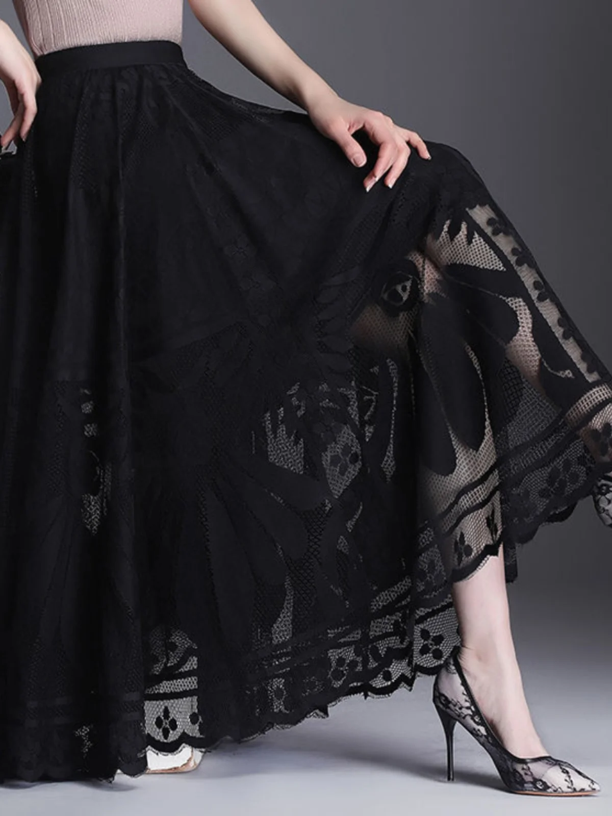 Trendy Lace A-Line Skirt Women's Gauze Skirt 2025 New Spring Summer Flared Net Pleated Skirt High Waist Embroidered
Trendy Lace A-Line Skirt Women's Gauze Skirt 2025 New Spring Summer Flared Net Pleated Skirt High Waist Embroidered