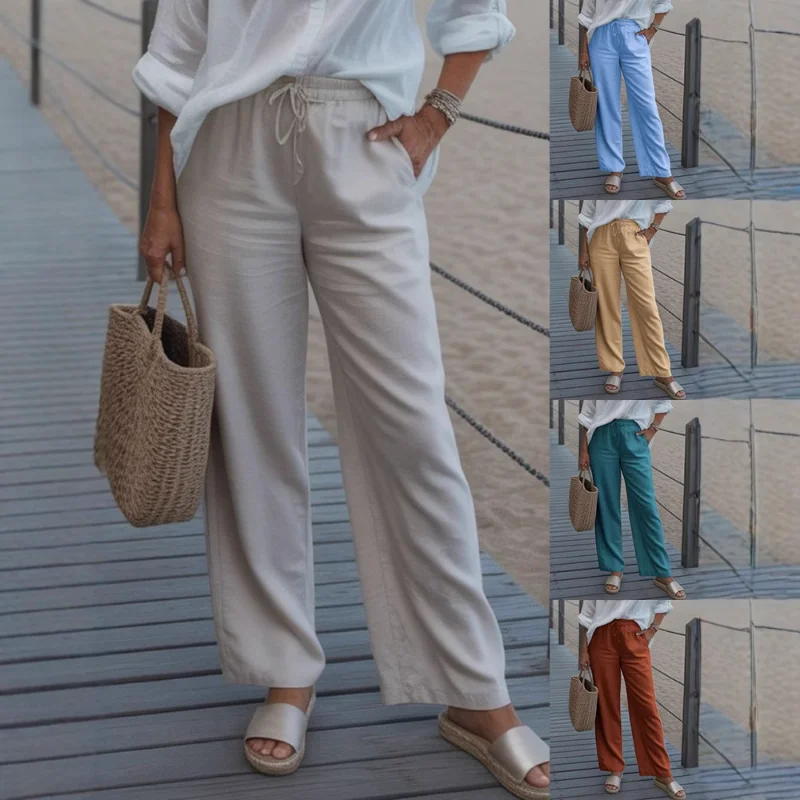 Женские широкие брюки с завязками на талии, разноцветные повседневные брюки свободного покроя
Женские широкие брюки с завязками на талии, разноцветные повседневные брюки свободного покроя