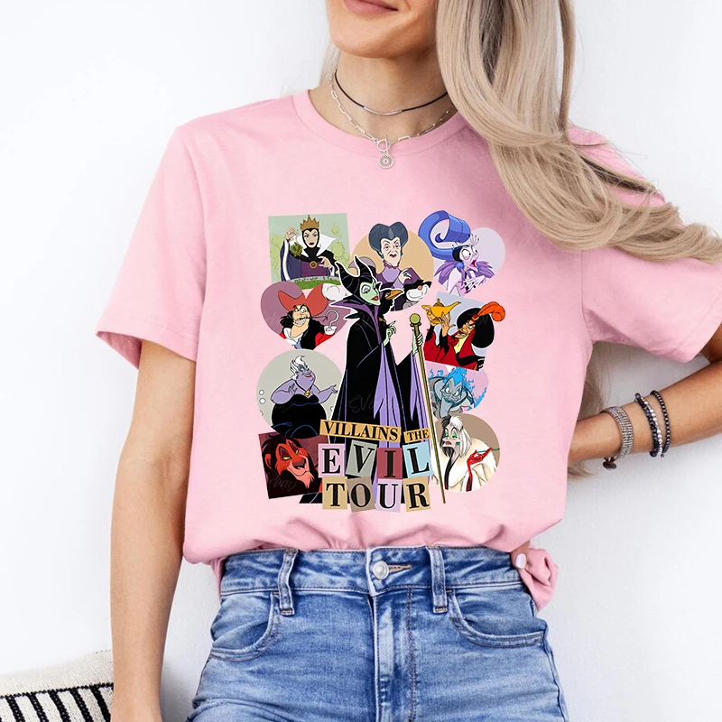 Женская футболка с принтом Disney Villains The Evil Tour, хлопковый повседневный топ с короткими рукавами, свободная одежда
Женская футболка с принтом Disney Villains The Evil Tour, хлопковый повседневный топ с короткими рукавами, свободная одежда