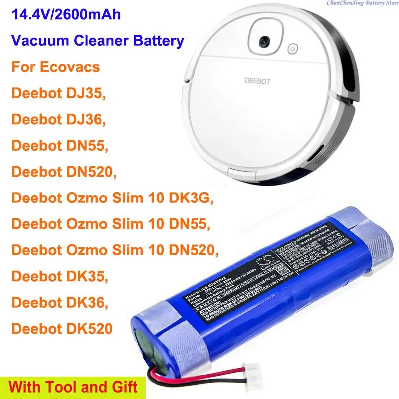 Cameron Sino 2600mAh Vacuum Cleaner Battery for Ecovacs Deebot DJ35, Deebot DJ36, Deebot DK35, Deebot DK36, DK520, DN520, DN55
Cameron Sino 2600mAh Vacuum Cleaner Battery for Ecovacs Deebot DJ35, Deebot DJ36, Deebot DK35, Deebot DK36, DK520, DN520, DN55