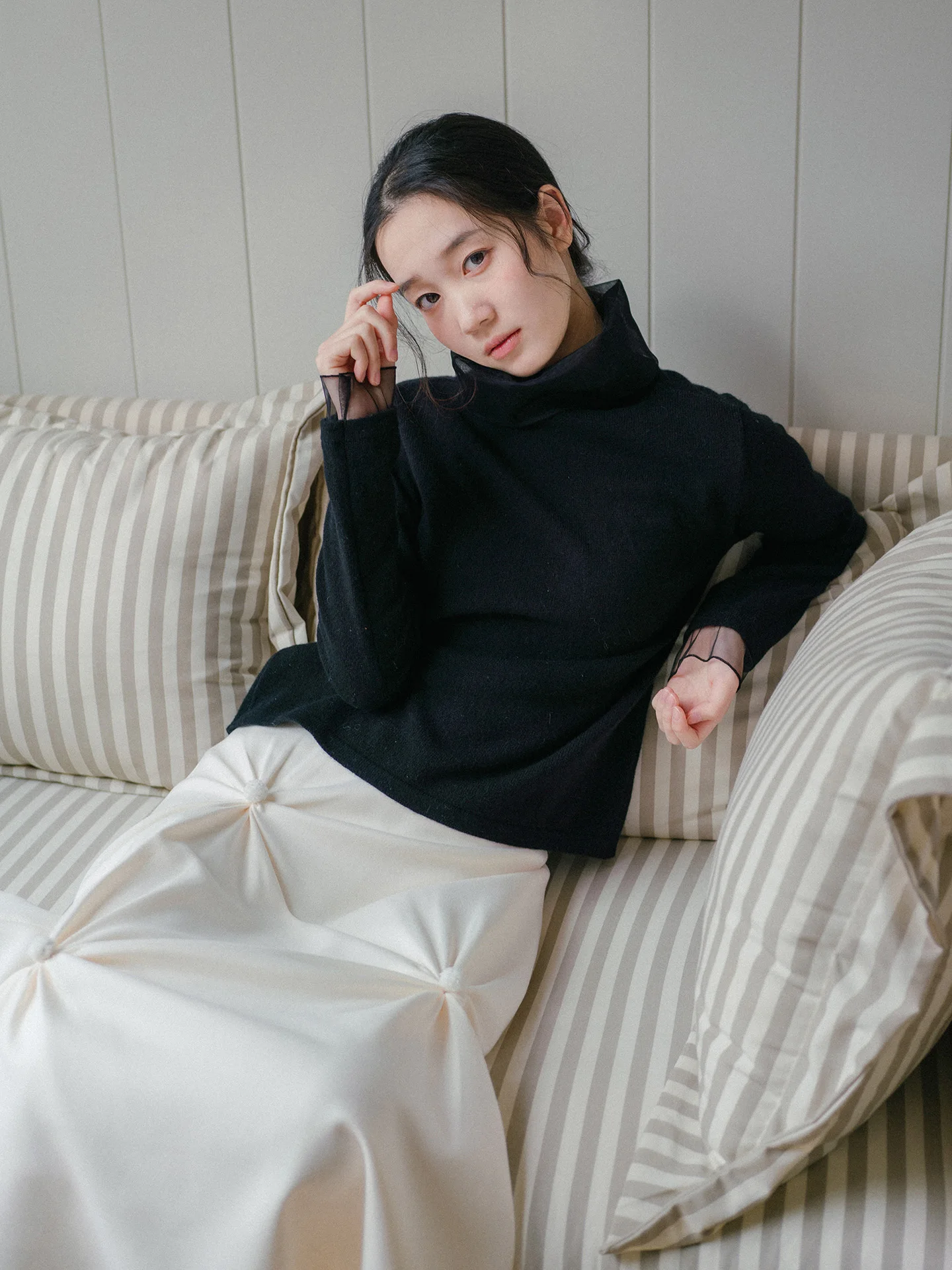 Bluwhite Bla White Key Woolen Knitted Me Patchwork Base irt Women's Slim Fit Long Sve High Collar Winter Faion
Bluwhite Bla White Key Woolen Knitted Me Patchwork Base irt Women's Slim Fit Long Sve High Collar Winter Faion