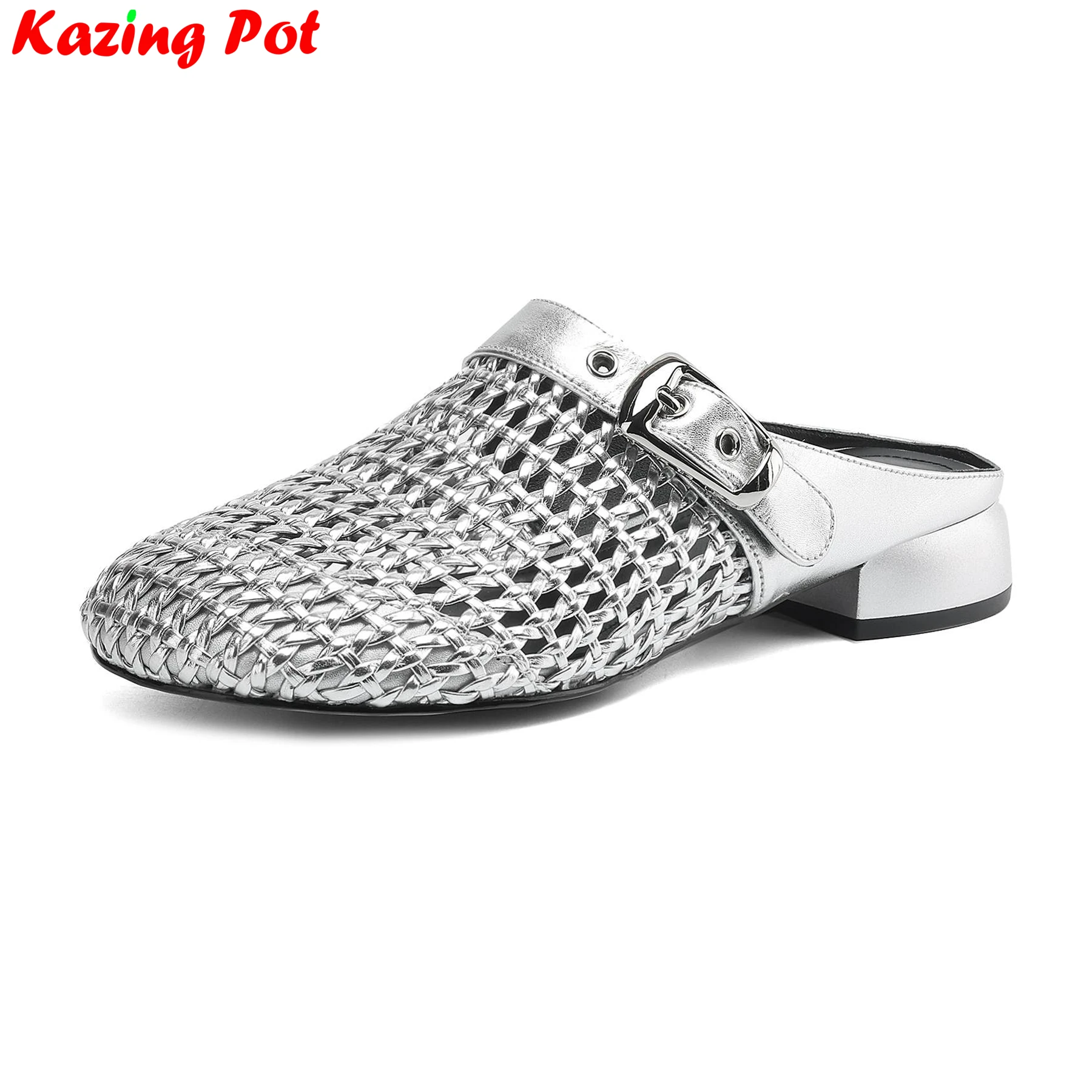Krazing Pot Big Size Round Toe Med Heels Hollow Slingbacks Mules Concise Belt Buckle Beach Shoes Casual Chic Outside Slippers
Krazing Pot Big Size Round Toe Med Heels Hollow Slingbacks Mules Concise Belt Buckle Beach Shoes Casual Chic Outside Slippers