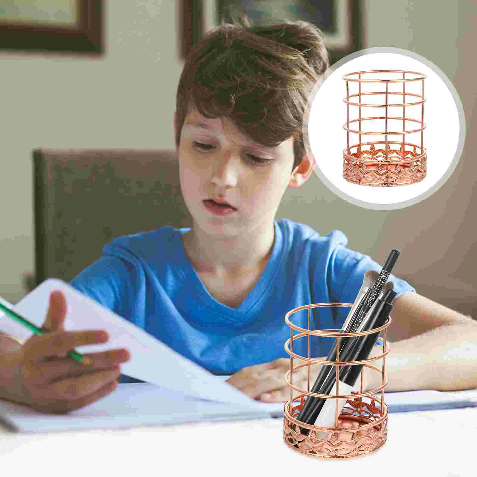 Rose Gold Pen Holder Round Pattern Metal Desk ganizer Sturdy Non Large Capacity Pencil Cup Stationery Storage
Rose Gold Pen Holder Round Pattern Metal Desk ganizer Sturdy Non Large Capacity Pencil Cup Stationery Storage