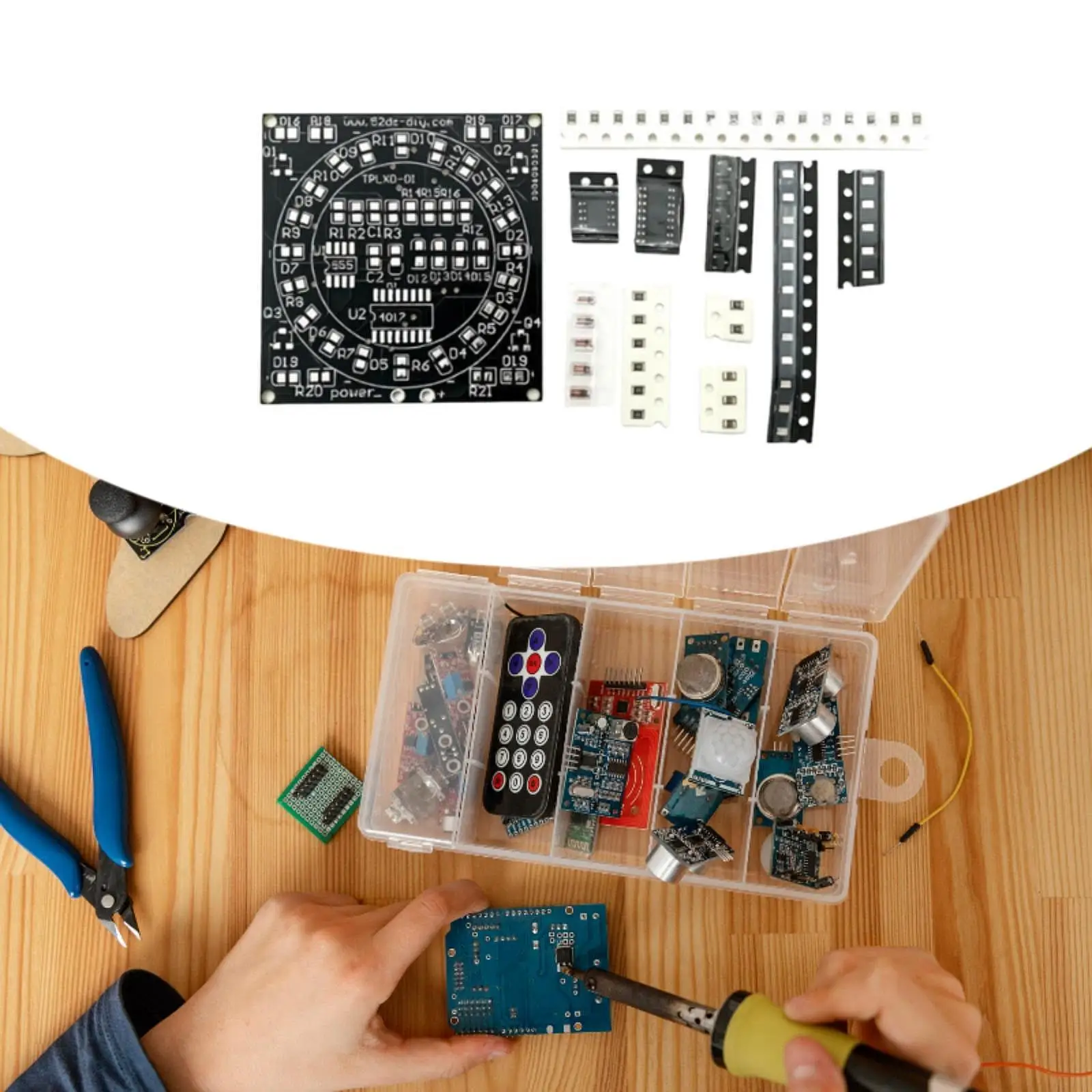 PCB Material DIY Flowing Light Soldering Training Board Electronic Practice Kit for Education
PCB Material DIY Flowing Light Soldering Training Board Electronic Practice Kit for Education
