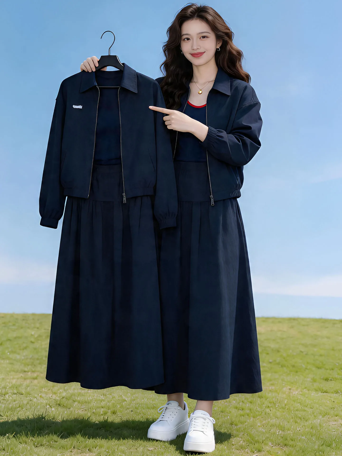 Casual Chic Women's Outerwear Set High Waist Long Skirt Fashionable Versatile Korean Style Spring Autumn Leisure Outfit
Casual Chic Women's Outerwear Set High Waist Long Skirt Fashionable Versatile Korean Style Spring Autumn Leisure Outfit