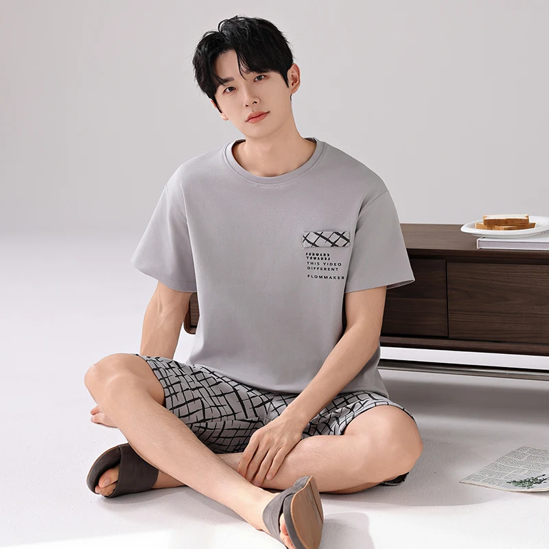 Big Size M-4XL Men Pajamas Set 100% Cotton Short Sleeve Sleepwear Summer Male Plaid Pijama
Big Size M-4XL Men Pajamas Set 100% Cotton Short Sleeve Sleepwear Summer Male Plaid Pijama