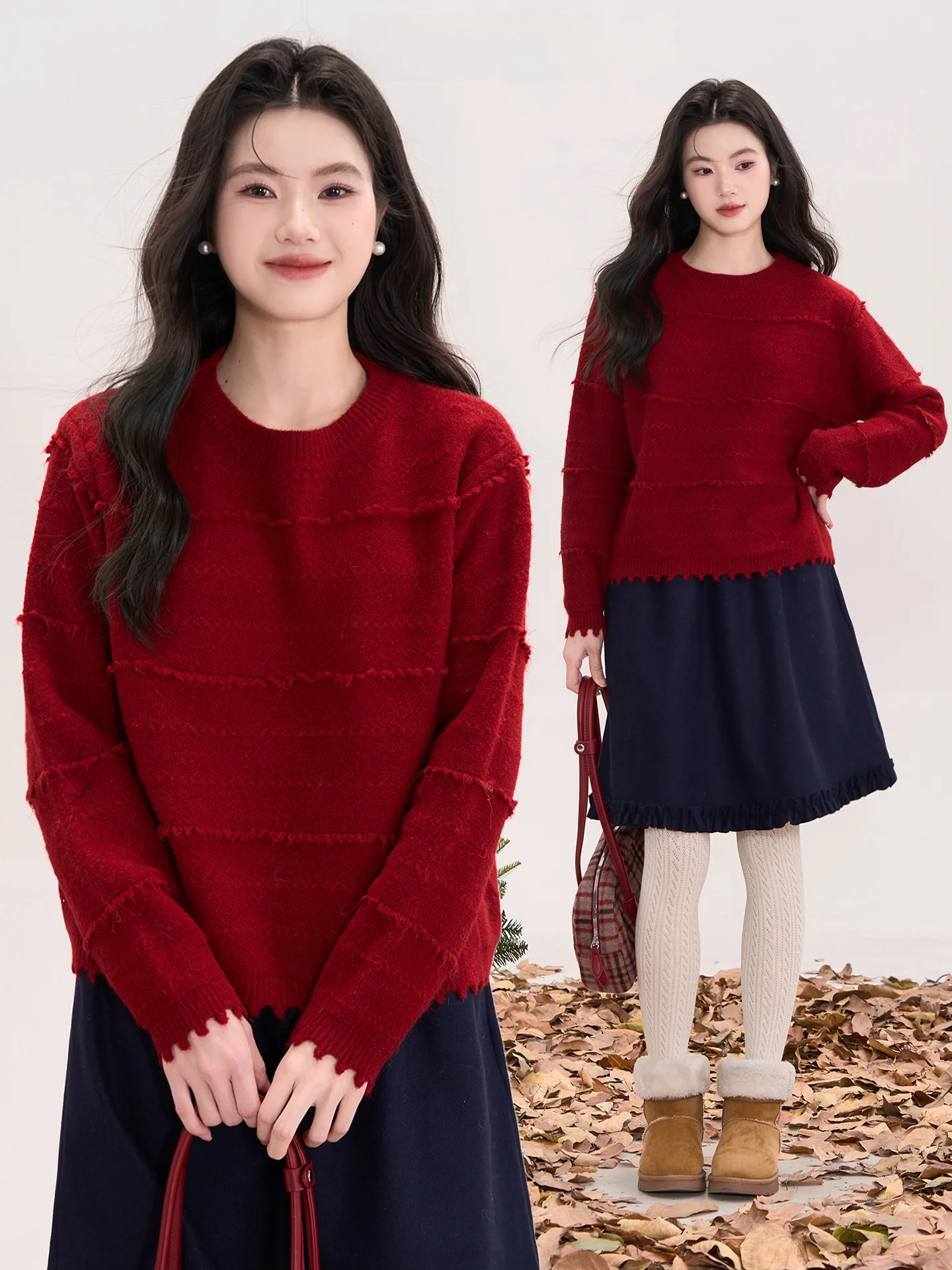 Heme Knitted Casual round Neck Sweater Women's Base Shirt Autumn Winter Fleece Soft Polyester Nylon Blend Bunting Design
Heme Knitted Casual round Neck Sweater Women's Base Shirt Autumn Winter Fleece Soft Polyester Nylon Blend Bunting Design