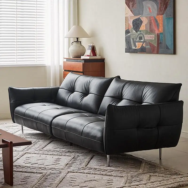 Modern simple and light luxury, medieval black leather sofa, living room straight row, French retro first layer, cowhide sofa
Modern simple and light luxury, medieval black leather sofa, living room straight row, French retro first layer, cowhide sofa