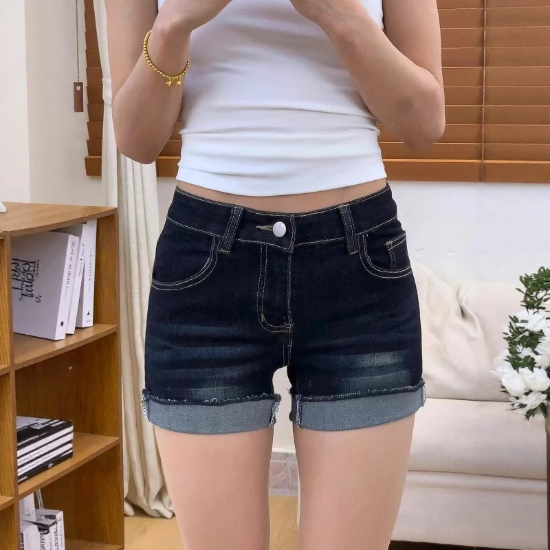 Sexy Deep Blue High Waist Denim Shorts Women's Summer Design Cuffed Butt Covering A-Line Super Short Hot Pants Straight Leg
Sexy Deep Blue High Waist Denim Shorts Women's Summer Design Cuffed Butt Covering A-Line Super Short Hot Pants Straight Leg