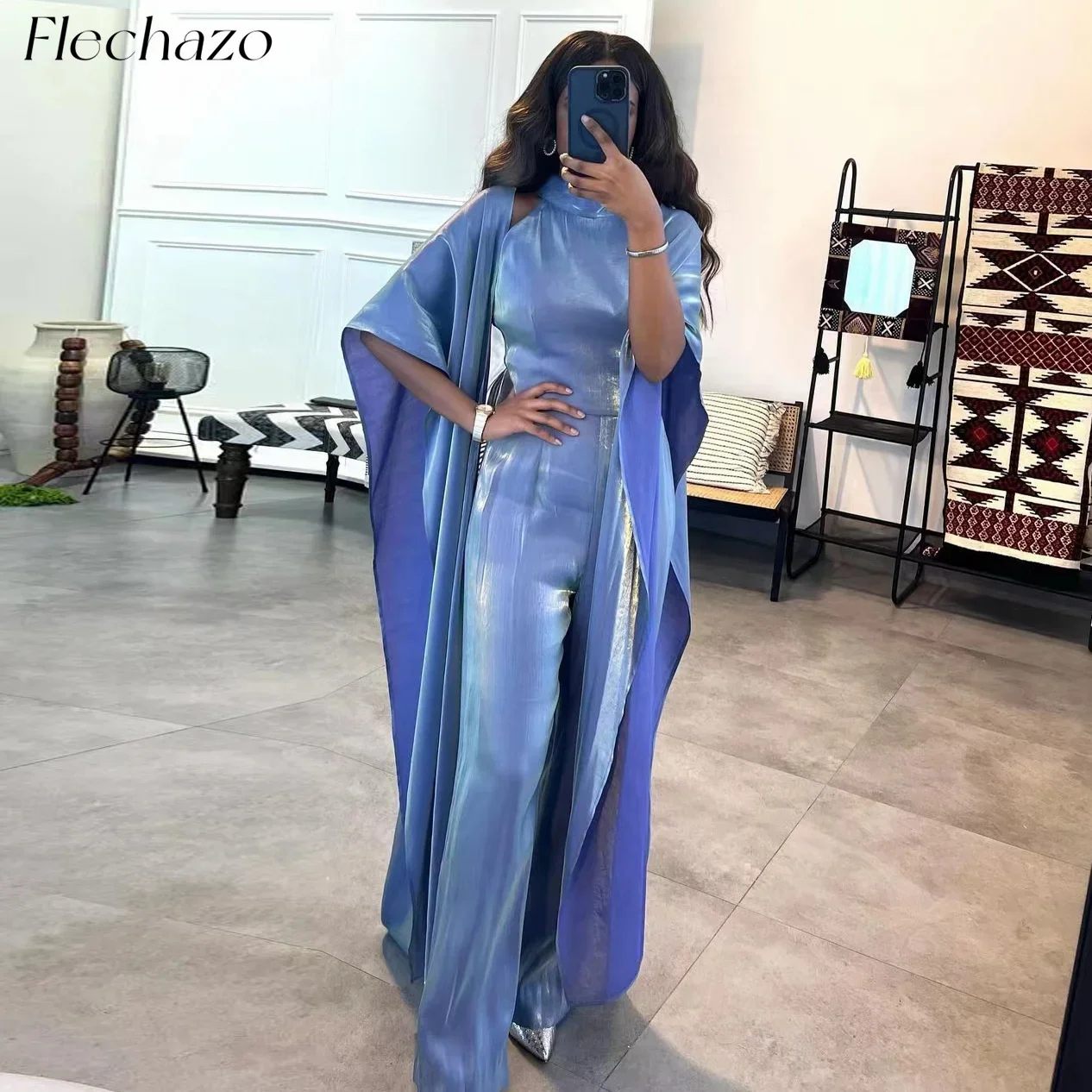 Flechazo Blue Shiny Satin Evening Dresses With Shawl Formal Party Jumpsuit Occasion Clothing For Women 2024 платье женское
Flechazo Blue Shiny Satin Evening Dresses With Shawl Formal Party Jumpsuit Occasion Clothing For Women 2024 платье женское