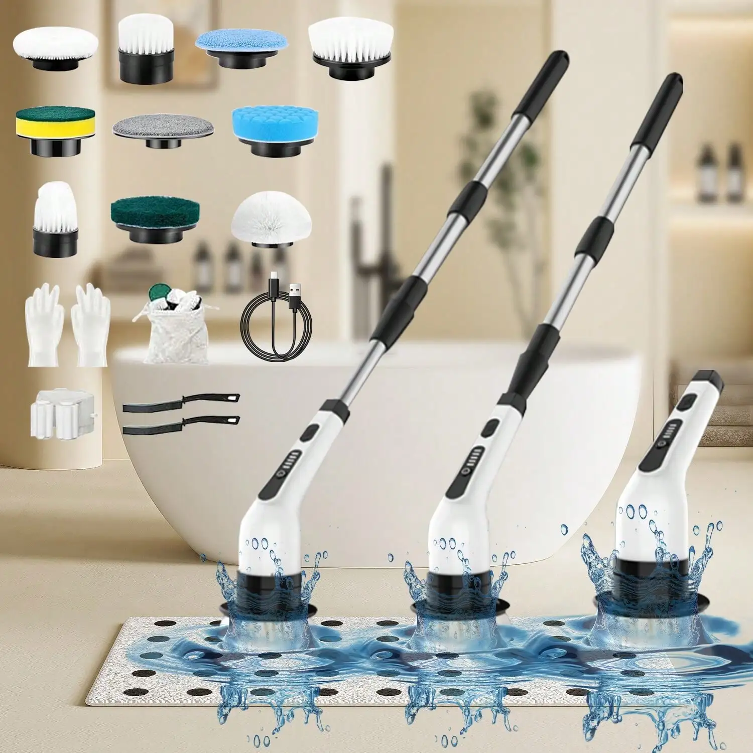 AMANKA Electric Spin Scrubber, Cordless Cleaning Brush Scrubber For Home, 400RPM/Mins-9 Replaceable Brush Heads-90Mins Work Time
AMANKA Electric Spin Scrubber, Cordless Cleaning Brush Scrubber For Home, 400RPM/Mins-9 Replaceable Brush Heads-90Mins Work Time