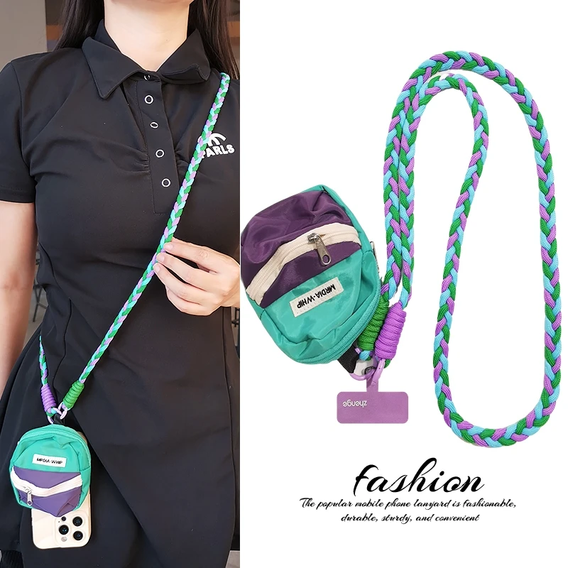 Ремешок для мобильного телефона, модный контрастный цвет, тканая веревка через плечо с хвостиком, длинная уличная веревка, которую можно носить на боковой спине
Ремешок для мобильного телефона, модный контрастный цвет, тканая веревка через плечо с хвостиком, длинная уличная веревка, которую можно носить на боковой спине