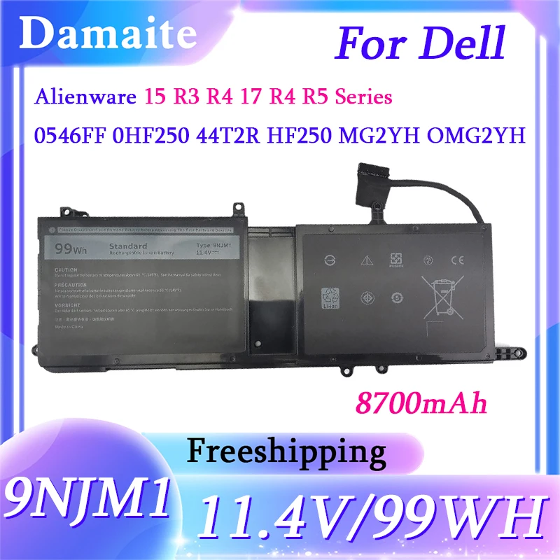 99WH 9NJM1 Laptop Battery For Dell Alienware 15 R3 R4 17 R5 Series MG2YH HF250 P69F002 P69F P31E P31E001 0546FF 0HF250 44T2R
99WH 9NJM1 Laptop Battery For Dell Alienware 15 R3 R4 17 R5 Series MG2YH HF250 P69F002 P69F P31E P31E001 0546FF 0HF250 44T2R