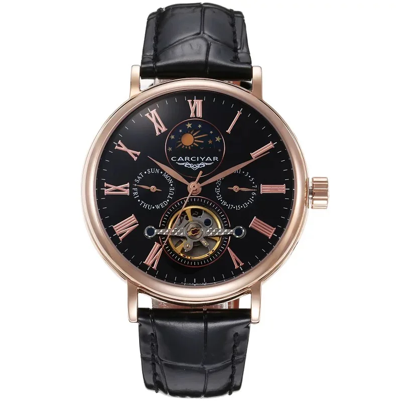 CARCIYAR Skeletonized Automatic Mechanical Tourbillon Watch: Sun, Moon, and Stars, Transparent Case
CARCIYAR Skeletonized Automatic Mechanical Tourbillon Watch: Sun, Moon, and Stars, Transparent Case