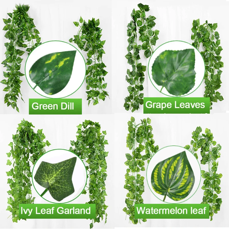 2.1M Artificial Plant Green Ivy Leaf Wreath Silk Wall Hanging Vine Family Garden Decoration Wedding Party DIY Fake Wreath Leaves
2.1M Artificial Plant Green Ivy Leaf Wreath Silk Wall Hanging Vine Family Garden Decoration Wedding Party DIY Fake Wreath Leaves