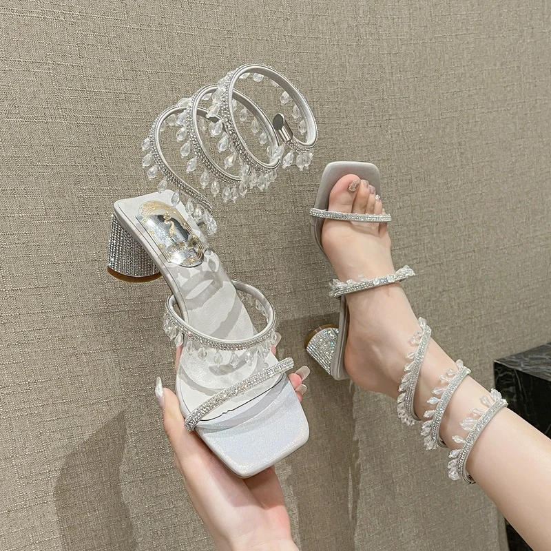 Stunning summer crystal sandals, versatile chunky heel, new style low-heeled women's shoes, slip-on open-toe fairy shoes,
Stunning summer crystal sandals, versatile chunky heel, new style low-heeled women's shoes, slip-on open-toe fairy shoes,