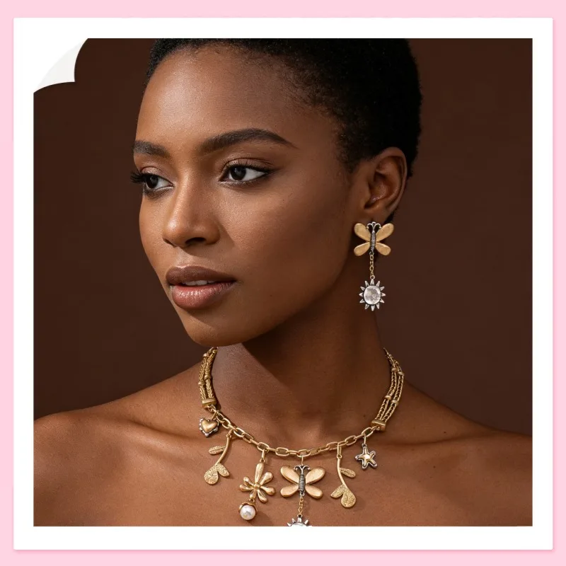 Fashion Versatile Metal Butterfly Flower Necklace Light Luxury Simple Neck Chain Temperament Premium Earring Set
Fashion Versatile Metal Butterfly Flower Necklace Light Luxury Simple Neck Chain Temperament Premium Earring Set