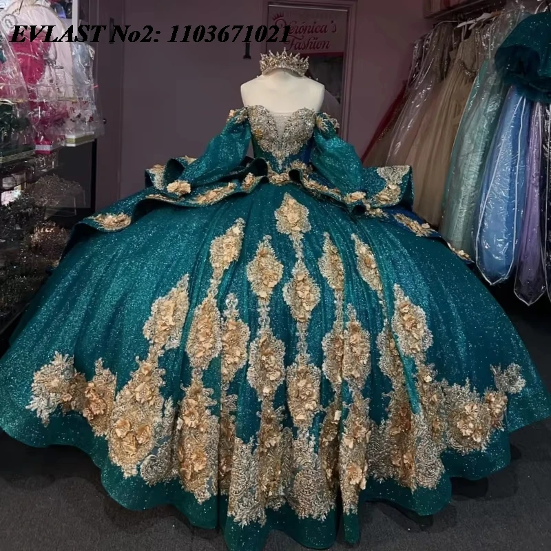 EVLAST блестящее темно-зеленое платье Quinceanera по индивидуальному заказу, бальное платье с золотой цветочной аппликацией и бисером, Sweet 16, Vestidos De 15 Anos E2Q15
EVLAST блестящее темно-зеленое платье Quinceanera по индивидуальному заказу, бальное платье с золотой цветочной аппликацией и бисером, Sweet 16, Vestidos De 15 Anos E2Q15