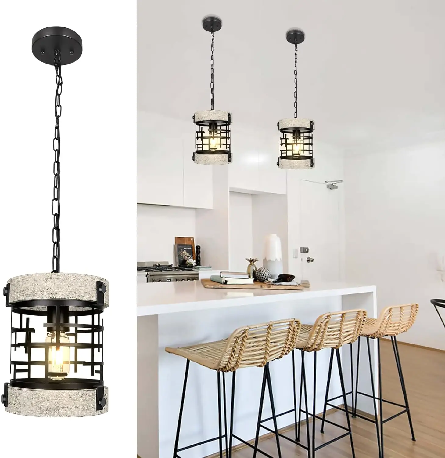 Kimjo Farmhouse Pendant Light E26 Fixtures Rustic Pendant Lights Kitchen Island Pendant Light for Dinning Room Entryway Foyer
Kimjo Farmhouse Pendant Light E26 Fixtures Rustic Pendant Lights Kitchen Island Pendant Light for Dinning Room Entryway Foyer