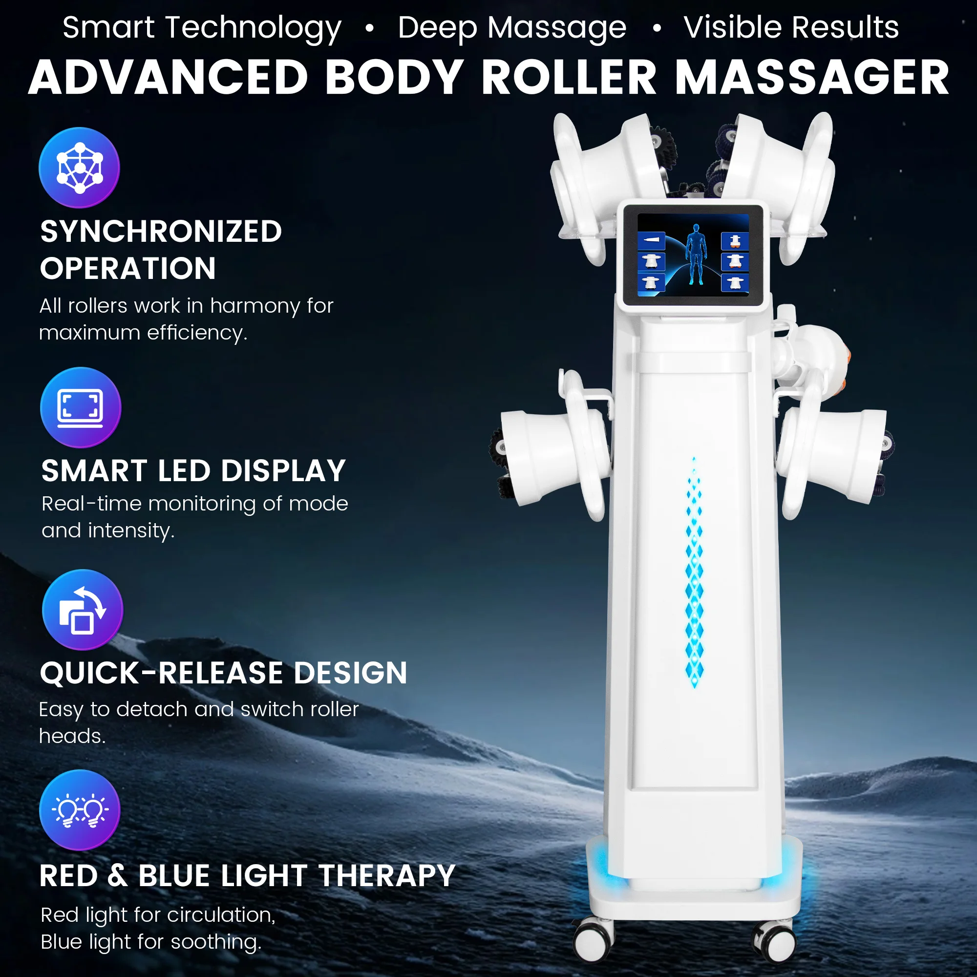 6 in 1 Multi Function 360 Degree Rotating Roller Massage Device 6 Handles Body Slimming Machine Adjustable Intensity
6 in 1 Multi Function 360 Degree Rotating Roller Massage Device 6 Handles Body Slimming Machine Adjustable Intensity