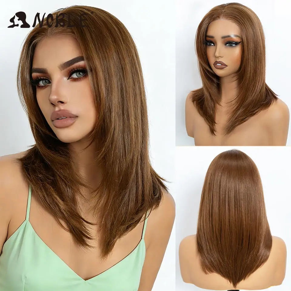 Noble Synthetic Lace Front Wig 13X3 Free Part Pre Plucked Bob Wig 16" Straight Layered Ombre Brown Frontal Lace Wigs For Women
Noble Synthetic Lace Front Wig 13X3 Free Part Pre Plucked Bob Wig 16" Straight Layered Ombre Brown Frontal Lace Wigs For Women