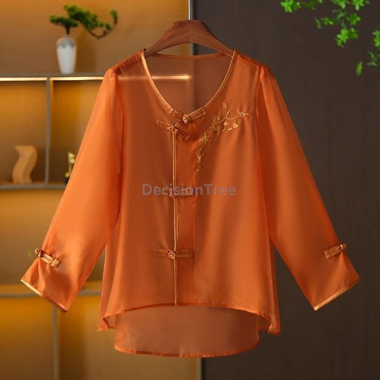 Chinese-style thin embroidered top jacket Women summer retro national style Lady loose chiffon sun-proof tang suit blouse
Chinese-style thin embroidered top jacket Women summer retro national style Lady loose chiffon sun-proof tang suit blouse