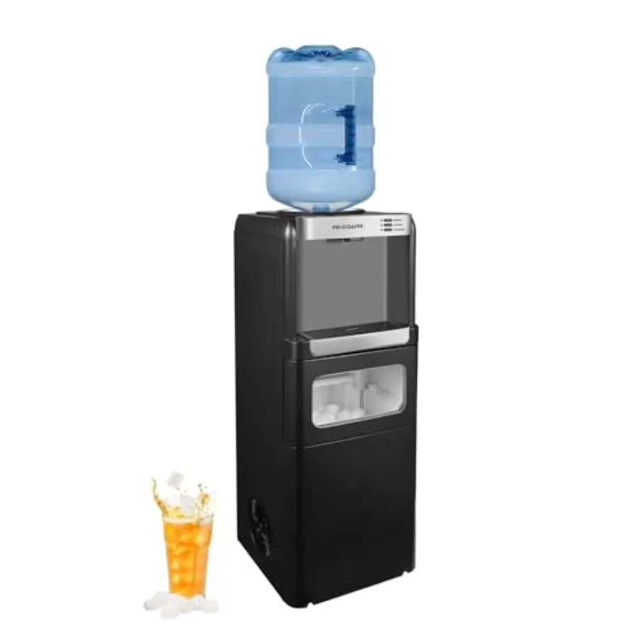 3-in-1 hot or cold top-load water cooler dispenser for home/office use, stainless steel and plastic, black, built-in bullet ice
3-in-1 hot or cold top-load water cooler dispenser for home/office use, stainless steel and plastic, black, built-in bullet ice