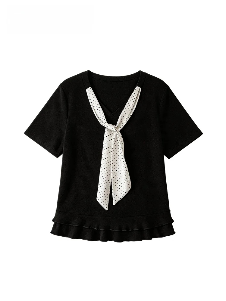 Summer New Style Women's Large Size T-shirt Short Sleeve V-neck Knot Design Casual Cotton Polyester Blend Top
Summer New Style Women's Large Size T-shirt Short Sleeve V-neck Knot Design Casual Cotton Polyester Blend Top