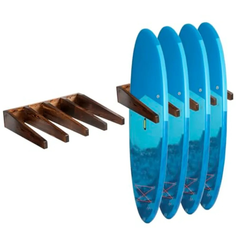 Vertical surfboard rack for wall mounting, wooden, natural wood color, holds up to 8 boards including SUP, wake, and longboards
Vertical surfboard rack for wall mounting, wooden, natural wood color, holds up to 8 boards including SUP, wake, and longboards