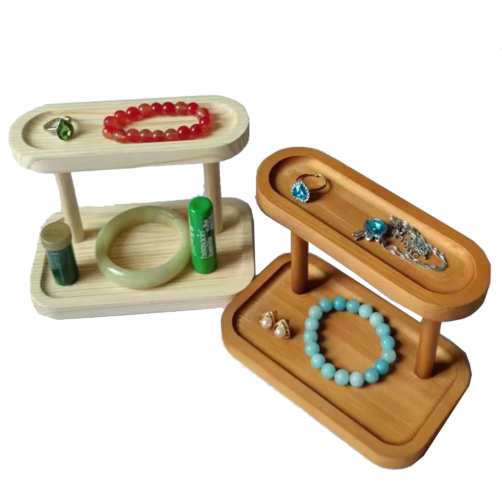 Wood Bangle Jewelry Storage Rack 2 Layer Cosmetic Desk Organizer Chain Bracelet Holder Ring Necklace Watch Display Stand
Wood Bangle Jewelry Storage Rack 2 Layer Cosmetic Desk Organizer Chain Bracelet Holder Ring Necklace Watch Display Stand
