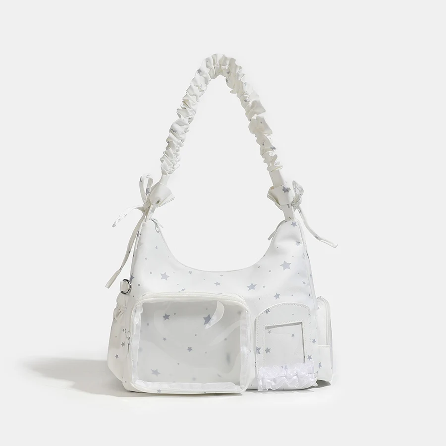 Japanese Style clear Pain Bag,New single-shoulder crossbody 2D anime bag, pleated handle shoulder bag, white/black ita bag,sac
Japanese Style clear Pain Bag,New single-shoulder crossbody 2D anime bag, pleated handle shoulder bag, white/black ita bag,sac