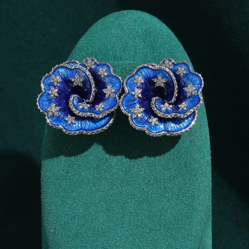 Vintage Jewelry Blue Enamel Flower Earrings Stud For Woman Silver Color Rhinestones Wedding Accessories Gift Luxury 2026
Vintage Jewelry Blue Enamel Flower Earrings Stud For Woman Silver Color Rhinestones Wedding Accessories Gift Luxury 2026