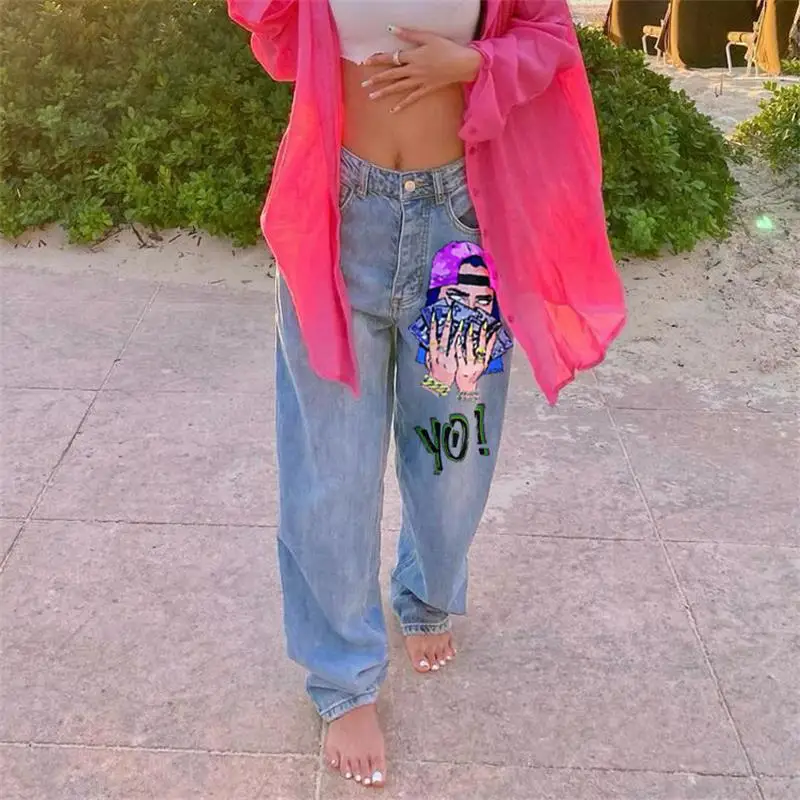 Women's Jeans Spring And Autumn New Poker Girl Print Hip Hop Street Casual Loose Large Size Jeans
Women's Jeans Spring And Autumn New Poker Girl Print Hip Hop Street Casual Loose Large Size Jeans