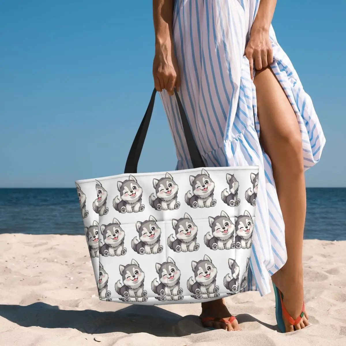 Cute Winking Kawaii Husky Beach Tote Bag Sport Gym Yoga Duffle Large Tote Bag Women Travel Bag Fitness bag
Cute Winking Kawaii Husky Beach Tote Bag Sport Gym Yoga Duffle Large Tote Bag Women Travel Bag Fitness bag