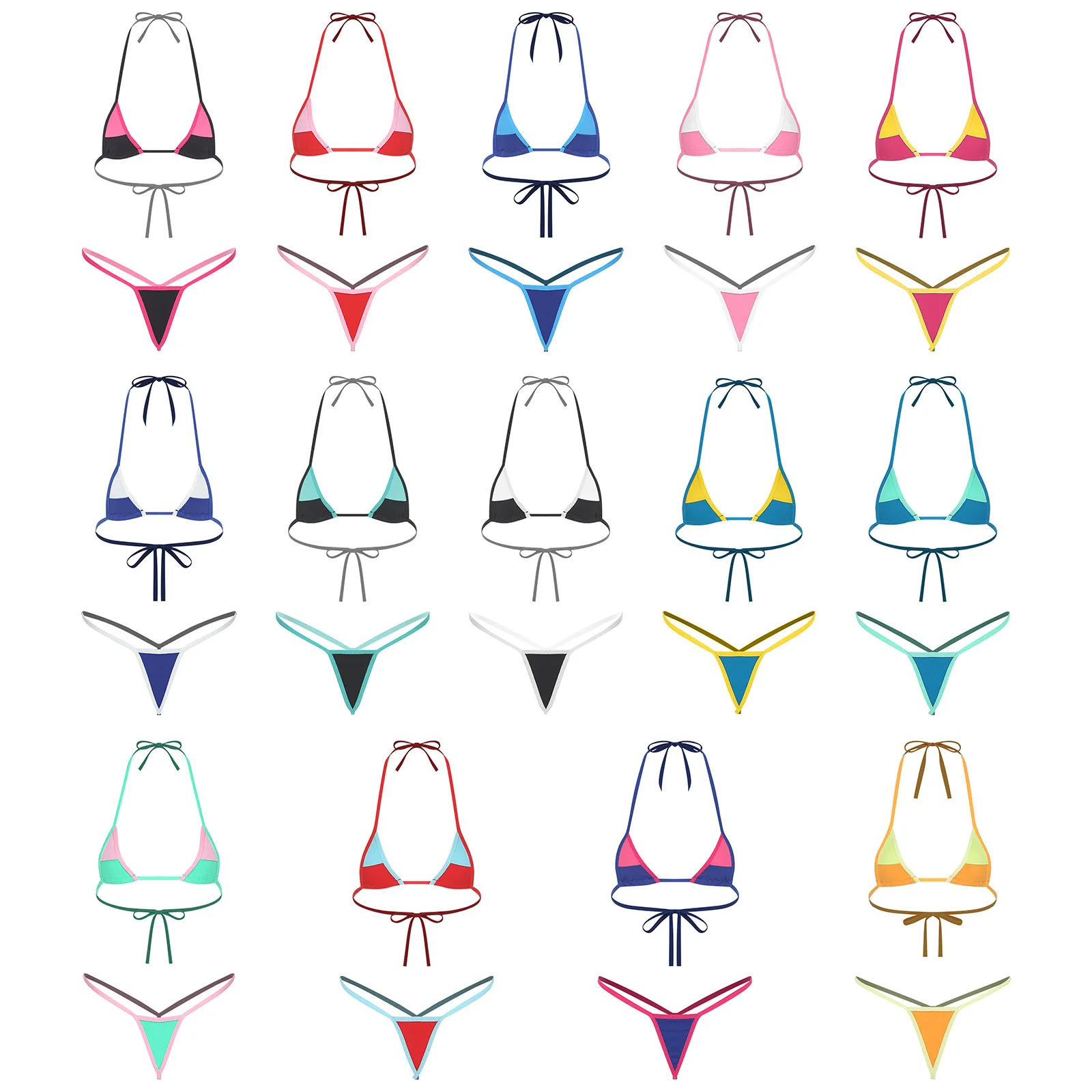 Женский экстремальный микро-бикини, купальник на шнуровке с лямкой на шее, мини-бюстгальтер контрастного цвета с низкой посадкой, комплекты стрингов, купальники для вечеринки у бассейна
Женский экстремальный микро-бикини, купальник на шнуровке с лямкой на шее, мини-бюстгальтер контрастного цвета с низкой посадкой, комплекты стрингов, купальники для вечеринки у бассейна