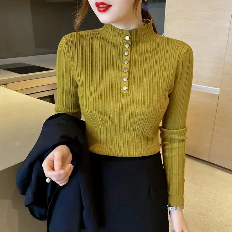 2025 Spring New Half High Collar Bottoming Shirt Women's Autumn Casual Slim Solid Long Sleeve Elastic Pullover Knitted Top
2025 Spring New Half High Collar Bottoming Shirt Women's Autumn Casual Slim Solid Long Sleeve Elastic Pullover Knitted Top