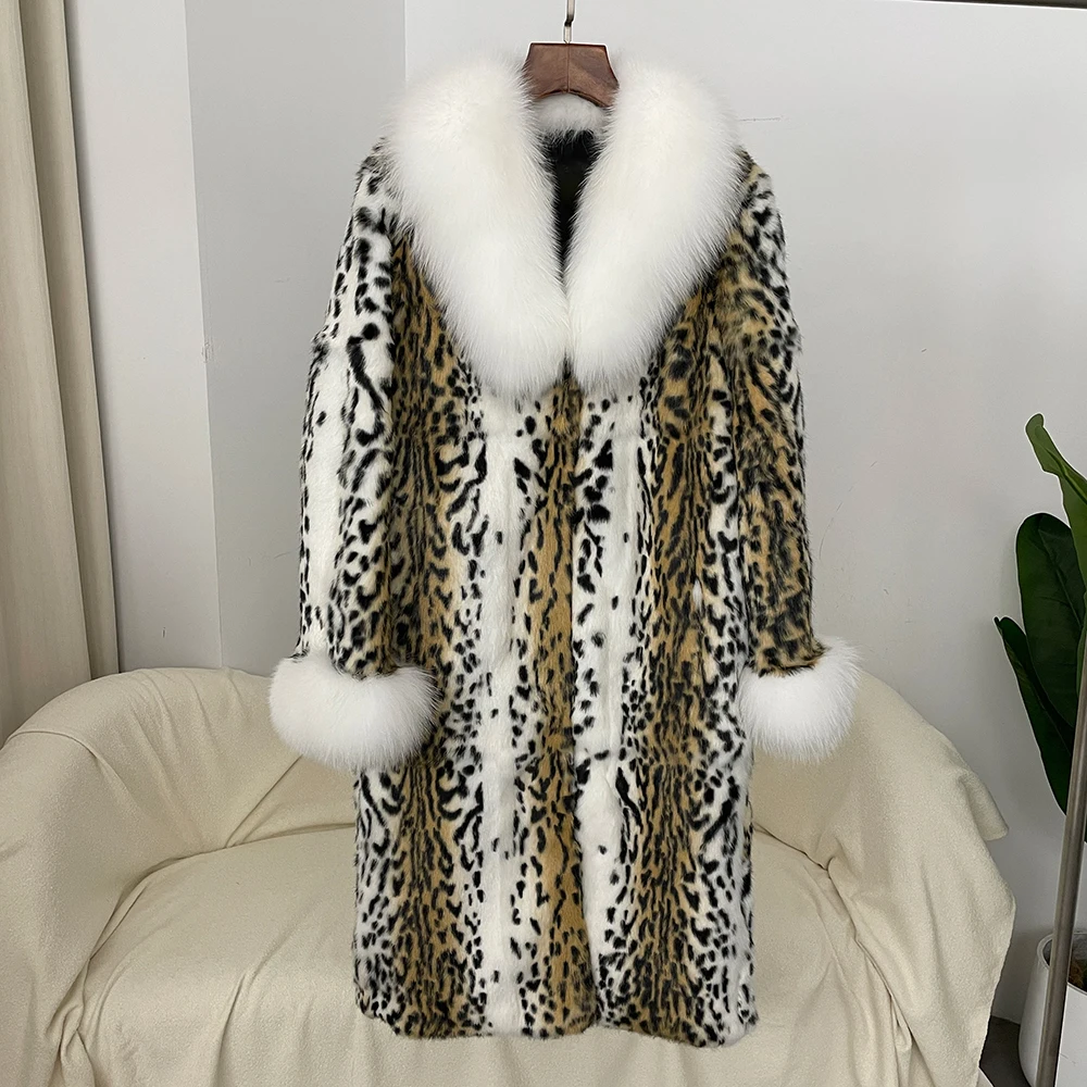 Natural Rabbit Fur Coat Leopard Print Fox Fur Collar Autumn Winter Long Fashion Thickened Warm Real Fur Coat One-piece Women
Natural Rabbit Fur Coat Leopard Print Fox Fur Collar Autumn Winter Long Fashion Thickened Warm Real Fur Coat One-piece Women
