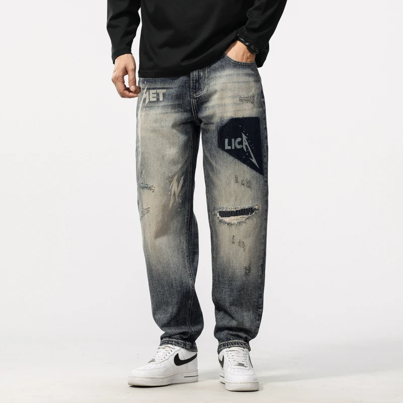BYCL905 American high street torn holes cut and frayed prints heavy craft wash trend fashion men's jeans
BYCL905 American high street torn holes cut and frayed prints heavy craft wash trend fashion men's jeans