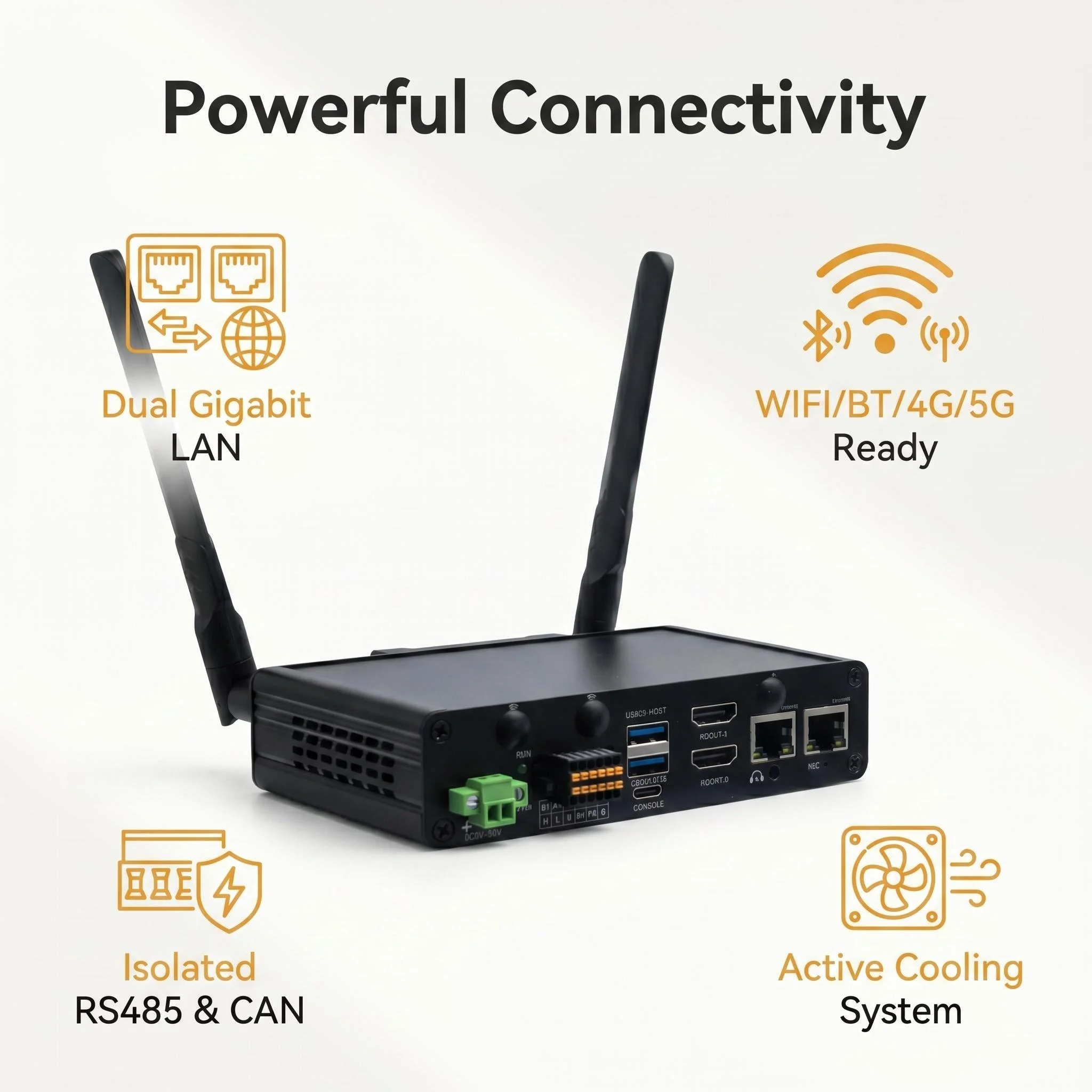 TM-CM5-AIBOX RK3588 ubuntu24.04 Dual Ethernet Ports RS485 CAN2.0B Industrial AIOT BOX
TM-CM5-AIBOX RK3588 ubuntu24.04 Dual Ethernet Ports RS485 CAN2.0B Industrial AIOT BOX