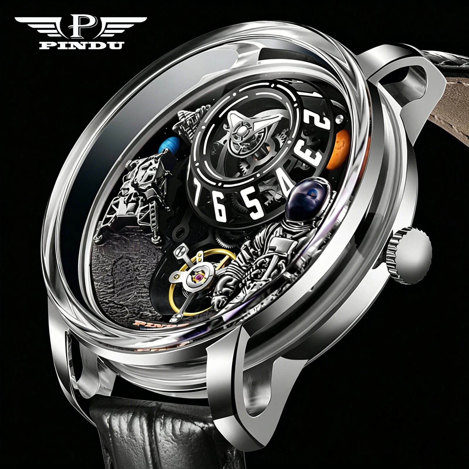 PINDU Brand Designs New Astronaut Mechanical Watch Men Sapphire Glass Luminous Stainless steel Waterproof Luxury Automatic Watch
PINDU Brand Designs New Astronaut Mechanical Watch Men Sapphire Glass Luminous Stainless steel Waterproof Luxury Automatic Watch