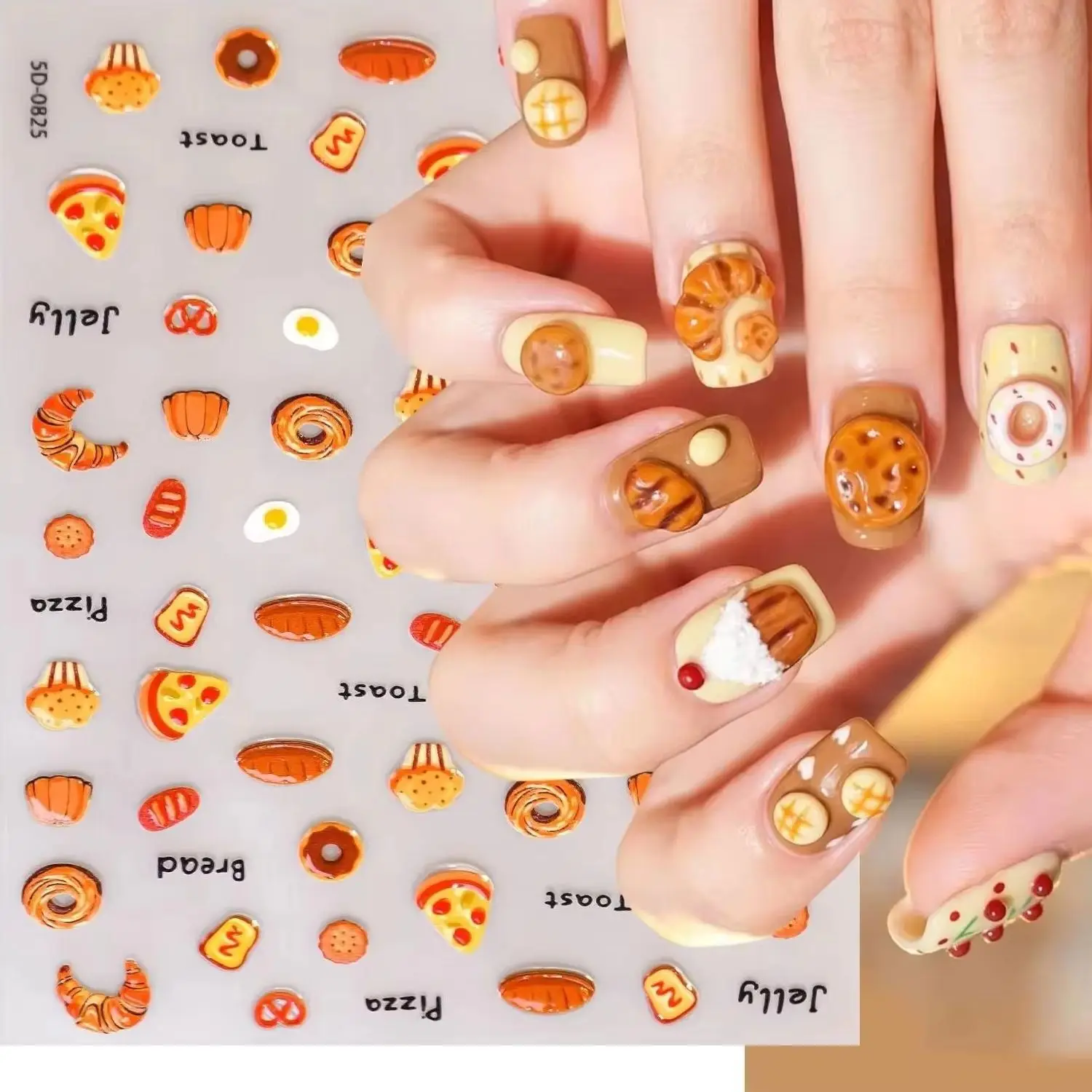 1Pc 5D Lovely Cookies Donut Bread Pizza Design Nail Sticker Cartoon Food Style Self Adhesive Sliders Cute Bakery Manicure Decals
1Pc 5D Lovely Cookies Donut Bread Pizza Design Nail Sticker Cartoon Food Style Self Adhesive Sliders Cute Bakery Manicure Decals