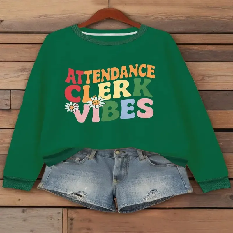 Winter Fall Sweatshirt Women Oversize Clothes Female Plus Size Attendance Clerk Vibes Colorful Text Warm Soft Breathable Fabric
Winter Fall Sweatshirt Women Oversize Clothes Female Plus Size Attendance Clerk Vibes Colorful Text Warm Soft Breathable Fabric