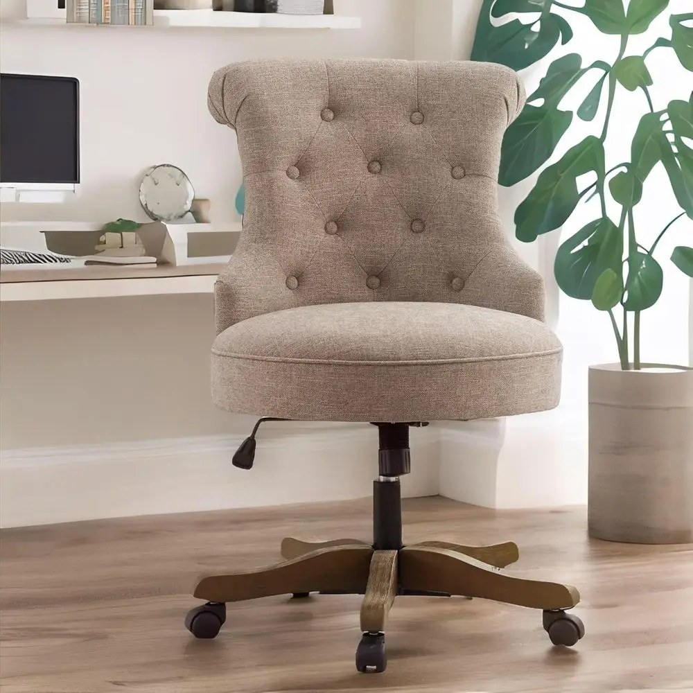 Upholstered Linen Fabric Swivel Desk Chair with Adjustable Height and Wooden Legs for Home Office (Brown)
Upholstered Linen Fabric Swivel Desk Chair with Adjustable Height and Wooden Legs for Home Office (Brown)