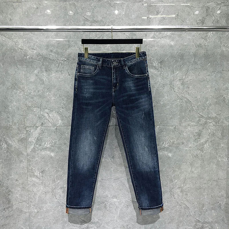 High Quality Men's Jeans Classic Blue Mid-Waist Denims Korean Fashion Casual Baggy Straight Trousers H Luxury Brand Denims Pant
High Quality Men's Jeans Classic Blue Mid-Waist Denims Korean Fashion Casual Baggy Straight Trousers H Luxury Brand Denims Pant