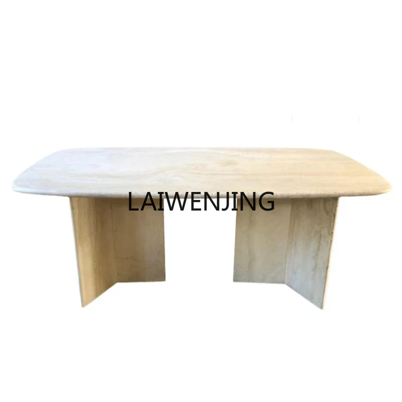 MJY Nordic natural travertine dining table square table wabi sand wind marble negotiation table
MJY Nordic natural travertine dining table square table wabi sand wind marble negotiation table