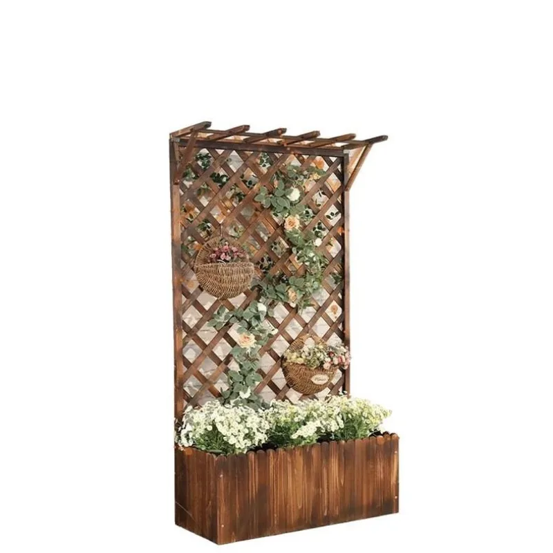Outdoor preservative wood grid fence flower pot, partition courtyard terrace flower box fence
Outdoor preservative wood grid fence flower pot, partition courtyard terrace flower box fence