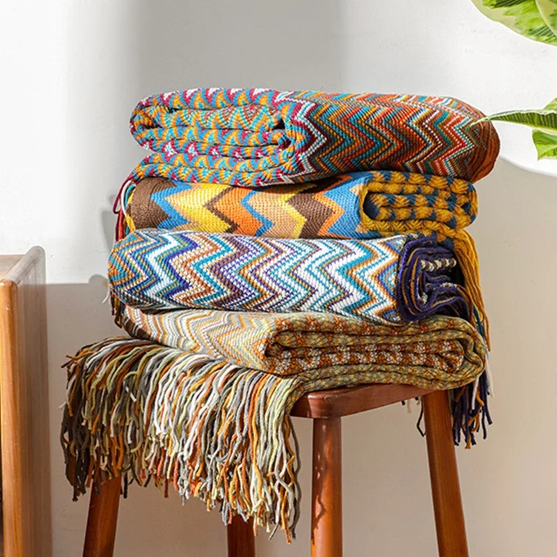 Retro Bohemian Knitted Striped Blanket Soft Plaid Blanket Sofa Decorative Throw Blankets with Tassel Blankets for Bed Bedspread
Retro Bohemian Knitted Striped Blanket Soft Plaid Blanket Sofa Decorative Throw Blankets with Tassel Blankets for Bed Bedspread